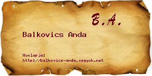 Balkovics Anda névjegykártya